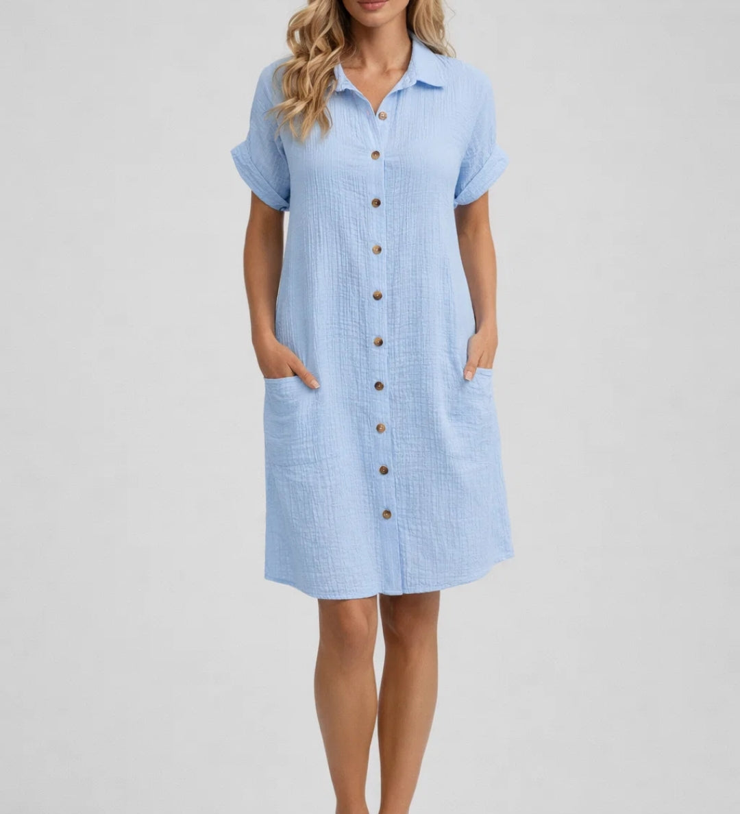 Robe courte Femme | style décontracté | boutonnage frontal pour Été
