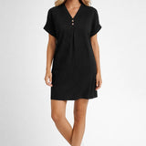 Robe courte Femme | tenue estivale & style décontracté | col en V fluide pour Été