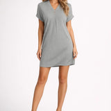 Robe courte Femme | tenue estivale & style décontracté | col en V fluide pour Été