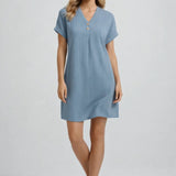 Robe courte Femme | tenue estivale & style décontracté | col en V fluide pour Été