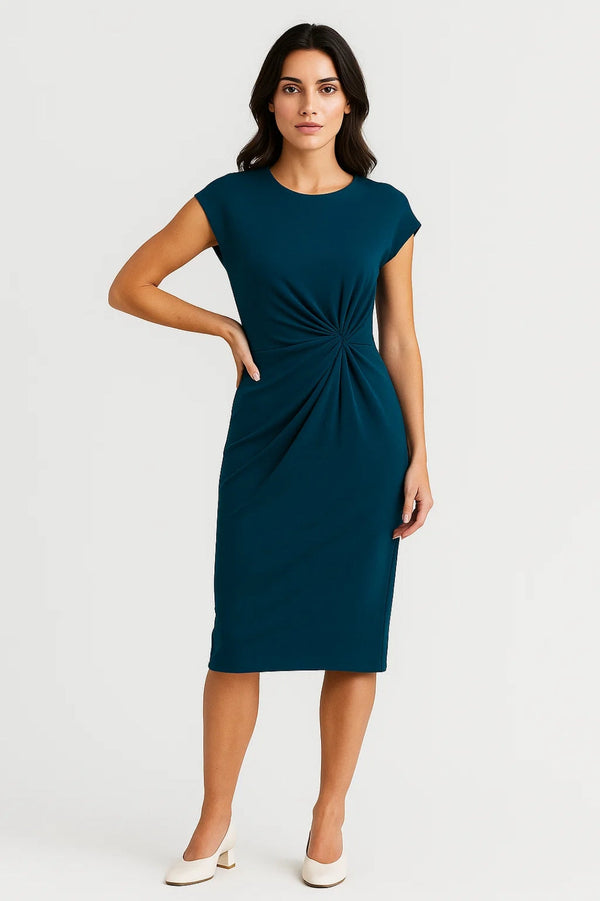 Robe Femme midi | Classique structuré | drapé à la taille pour Été