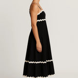 Robe Femme midi | Classique fluide évasé | Contraste graphique pour Été