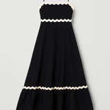 Robe Femme midi | Classique fluide évasé | Contraste graphique pour Été