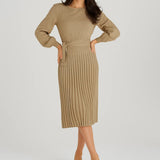 Robe Femme | Midi | Élégante | plissé fluide pour Mi-Saison