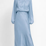 Robe midi Femme | élégance fluide & silhouette raffinée | col drapé pour Printemps