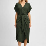 Robe midi Femme | Élégante & Fluide | Nœud à la taille pour Été