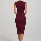 Robe midi Femme | tenue chic | col lavallière pour Automne