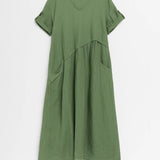 Robe Femme midi | Quotidien fluide | poches latérales pour Printemps-Été