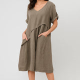 Robe Femme midi | Quotidien fluide | poches latérales pour Printemps-Été