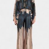 Sybella Ensemble de Deux Pièces avec Épaules Dénudées et Pantalons Amples Imprimés