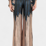 Sybella Ensemble de Deux Pièces avec Épaules Dénudées et Pantalons Amples Imprimés