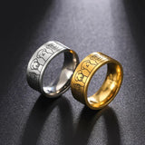 Bague large en acier inoxydable avec motifs de chien – Design gravé pour femme