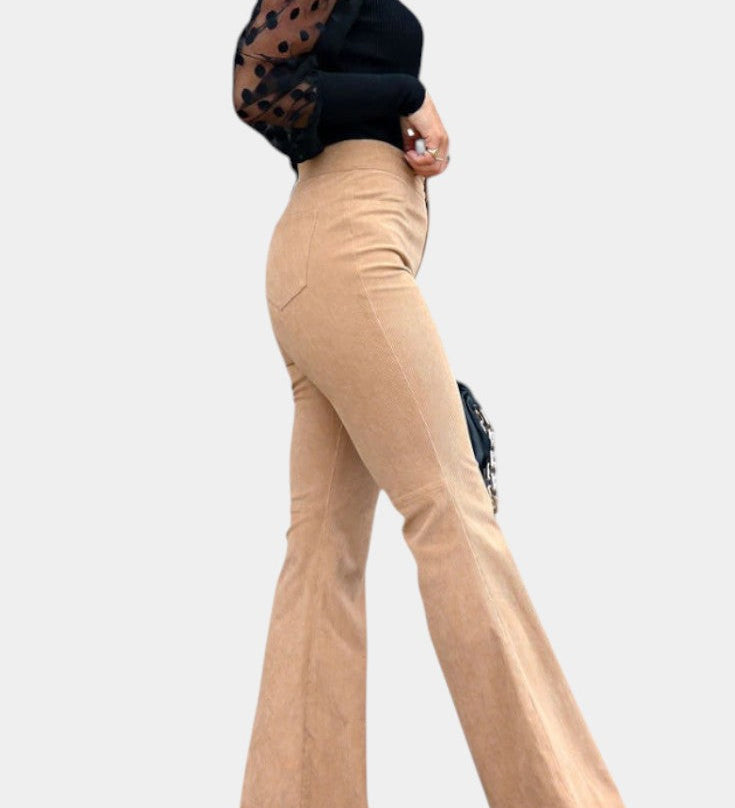 Pantalons en Velours à Taille Haute et Jambes Larges Kiara