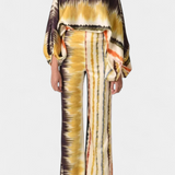 Sybella Ensemble de Deux Pièces avec Épaules Dégagées et Pantalons Amples Imprimés