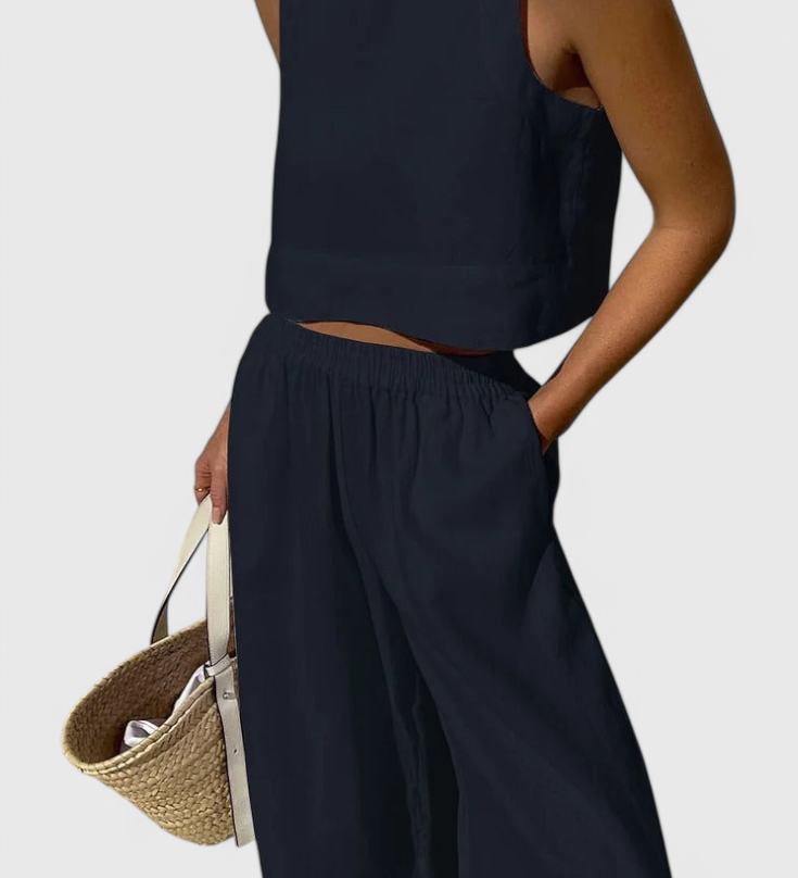 Avelina Ensemble Minimaliste en Coton et Lin Léger