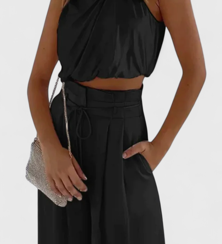 Helira Ensemble de Deux Pièces avec Top Fluide et Pantalon Palazzo