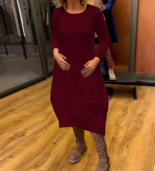 Clara - Robe midi noire avec poches