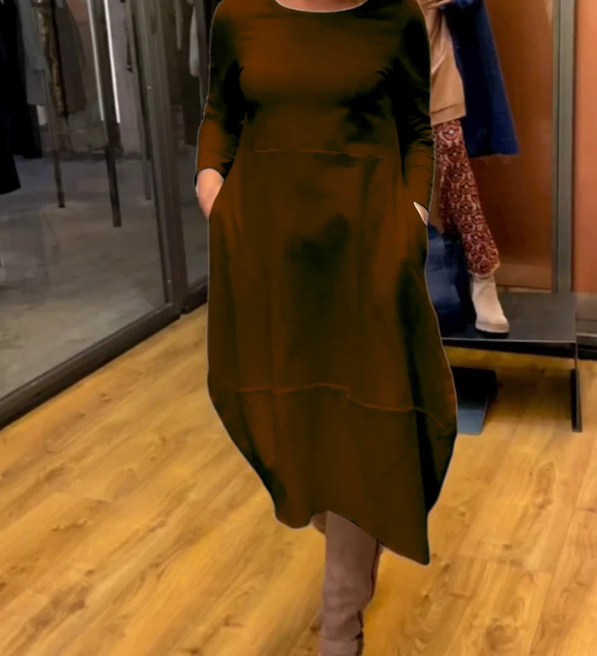 Clara - Robe midi noire avec poches