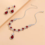 Set "Gouttes Rouges" avec Choker et Boucles d'Oreilles Pendantes