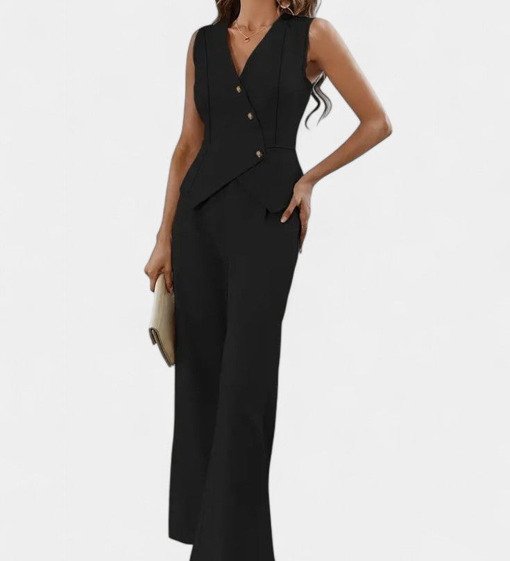 Heskia Ensemble de Gilet Sans Manches et Pantalons à Jambes Larges