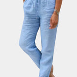 Violeta Pantalons en Lin Mélangé Ajustement Détendu