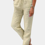 Violeta Pantalons en Lin Mélangé Ajustement Détendu