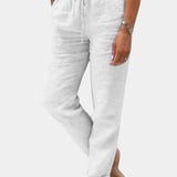 Violeta Pantalons en Lin Mélangé Ajustement Détendu