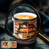 Tasse thermique en céramique magique avec design de bibliothèque