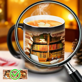 Tasse thermique en céramique magique avec design de bibliothèque
