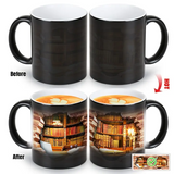 Tasse thermique en céramique magique avec design de bibliothèque