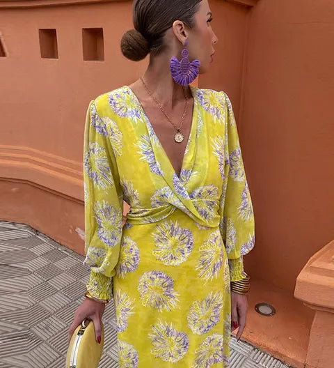 Vela - Robe midi femme à imprimé torsadé