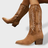 Bottes Cowboy Suède Femme Talon Bloc