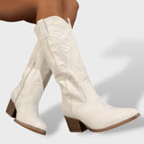 Bottes Cowboy Suède Femme Talon Bloc