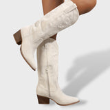 Bottes Cowboy Suède Femme Talon Bloc