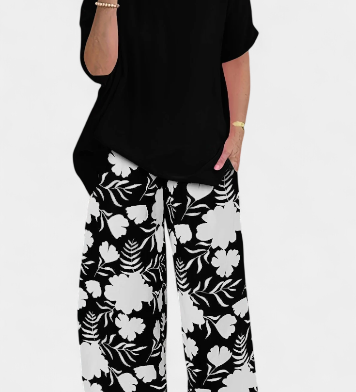 Aivy Ensemble Floral à Deux Pièces avec Touche Décontractée