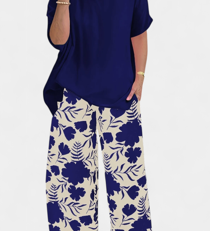 Aivy Ensemble Floral à Deux Pièces avec Touche Décontractée