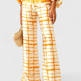 Sybella Ensemble de Deux Pièces avec Épaules Dégagées et Pantalons Amples Imprimés