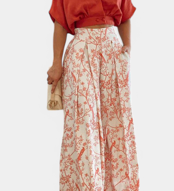 Olivia Ensemble Boho à Col V et Pantalon Large