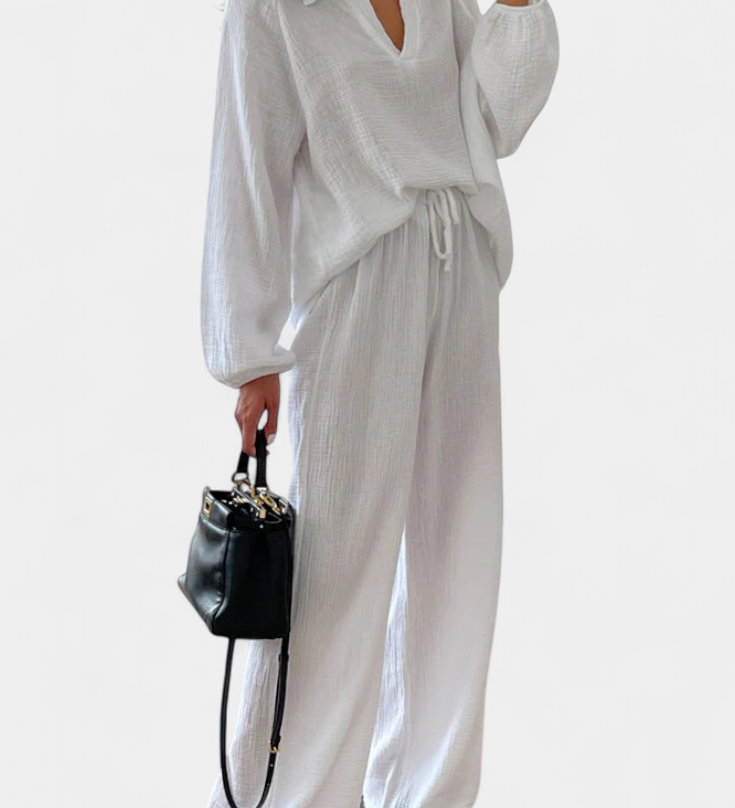 Aya Ensemble de Deux Pièces en Coton avec Décolleté en V