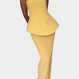 Clarita Ensemble de Deux Pièces Plissé Sans Bretelles