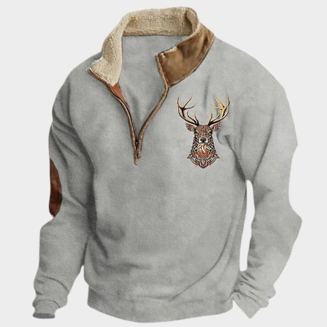 Christos™ | Sweat à Capuche d'Hiver en Polaire avec Design de Cerf