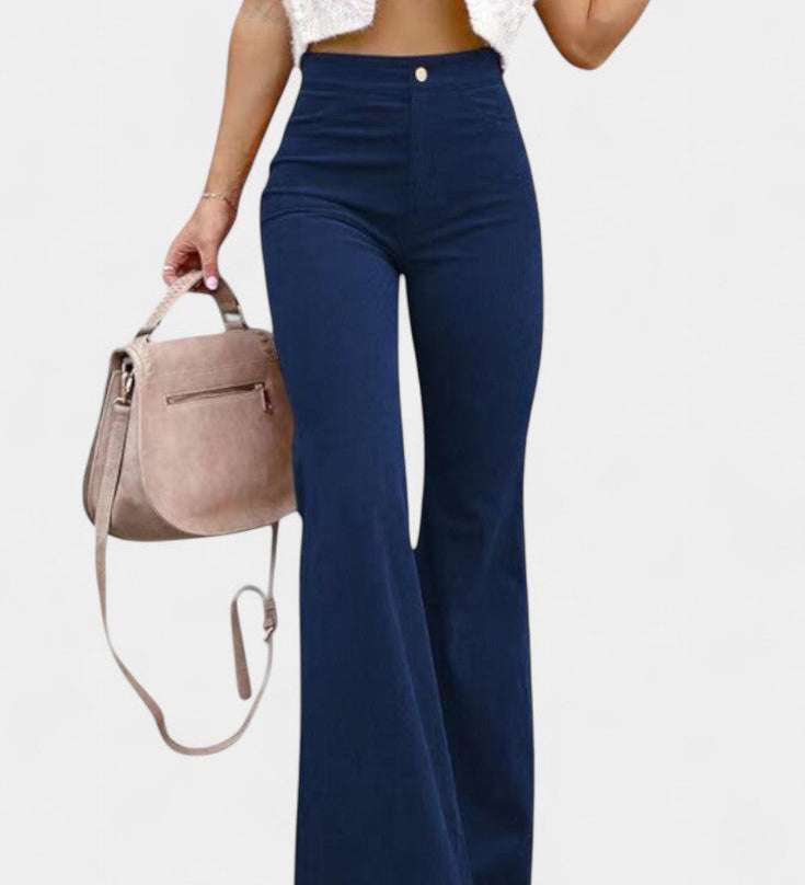 Pantalons en Velours à Taille Haute et Jambes Larges Kiara