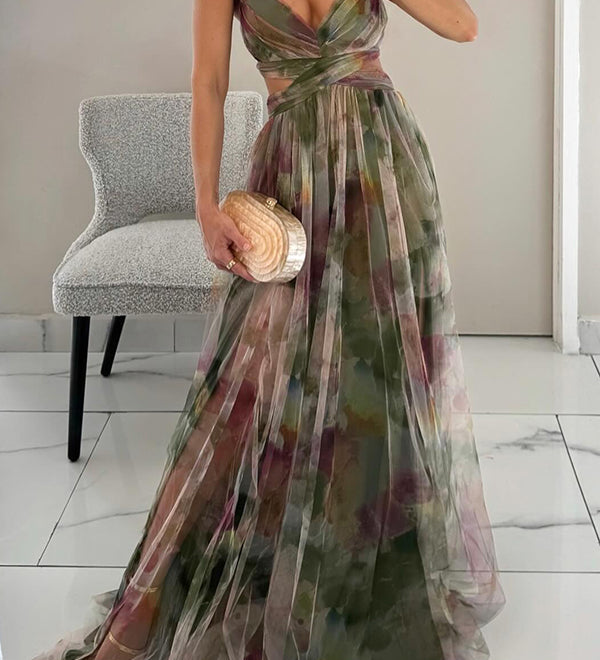 Eléna - Robe Longue Élégante et Florale