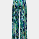 Inna Pantalons Droits Taille Haute avec Imprimé Marbre