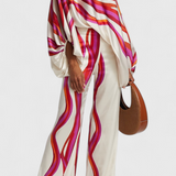 Sybella Ensemble de Deux Pièces avec Épaules Dénudées et Pantalons Amples Imprimés