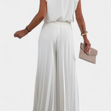 Liora Ensemble de Deux Pièces avec Top Structuré et Pantalon Plissé