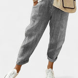 Pantalons en Mélange de Lin Rayés Alba