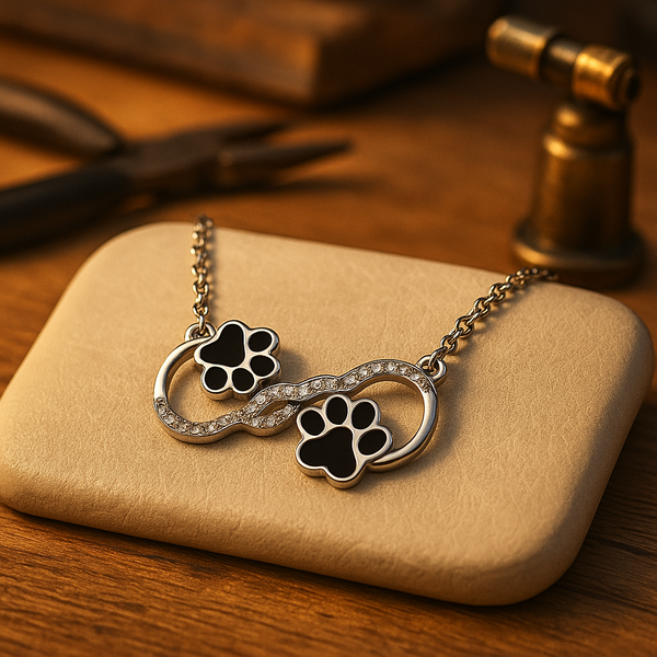 Collier avec Pattes de Chien Amour Infini en Zirconium