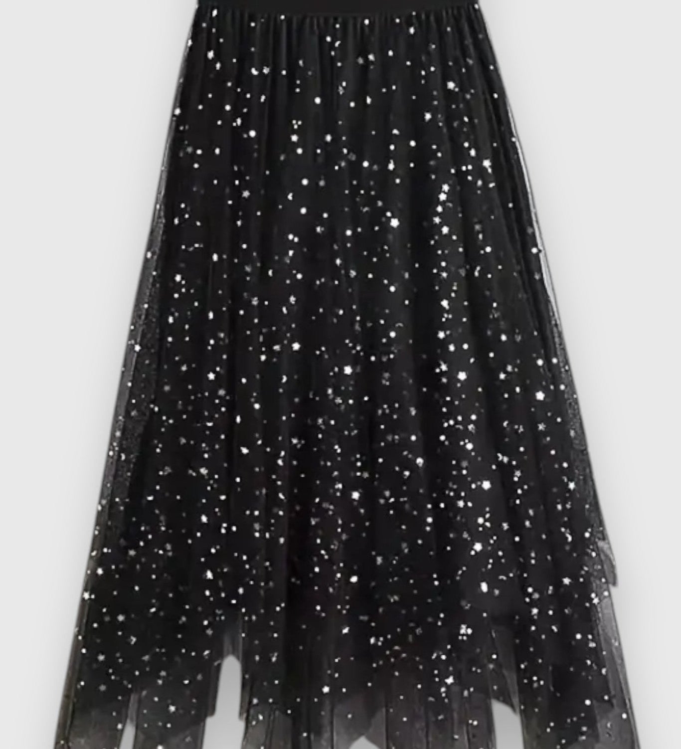 Jupe Colette en Sequins avec Ourlet Froncé et Taille Haute