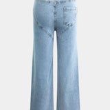 Jeans Evian Ripped Straight-Leg avec Rhinestones